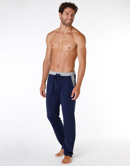 Pantalone del pigiama uomo in 100% jersey di cotone, blu navy, , LOVABLE