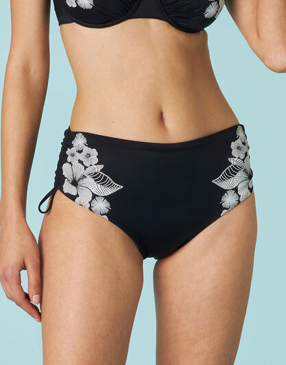 Costume slip alto con coulisse Printed Shaping Micro in microfibra, nero stampato, , LOVABLE