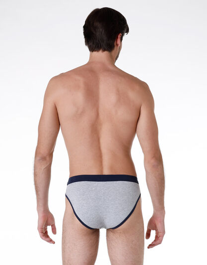 Slip uomo in cotone elasticizzato, grigio mélange con righe laterali, , LOVABLE