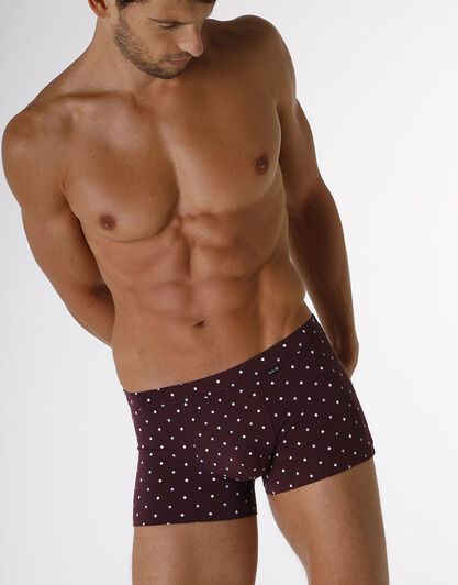 Boxer Classic Cotton Modal, bordeaux con stampa geometrica, , LOVABLE