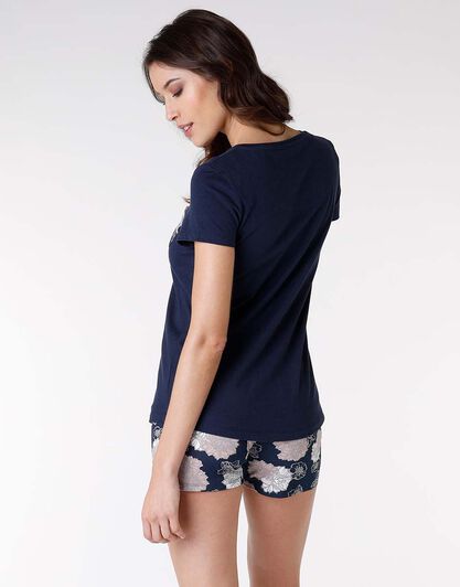 Pigiama corto donna in jersey 100% cotone, blu, , LOVABLE