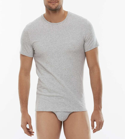 T-Shirt girocollo Cotton Stretch in cotone elasticizzato, grigio,  T-Shirt girocollo Cotton Stretch in cotone elasticizzato, grigio, , LOVABLE