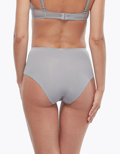 Slip alto grigio in microfibra, tulle plumetis e pizzo, , LOVABLE