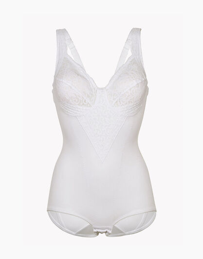 Body senza ferretto lov’ring pizzo, bianco. Alta contenitività., , LOVABLE