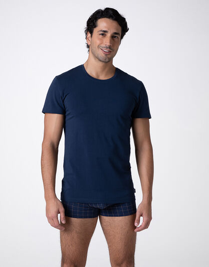 T-Shirt Girocollo Casual Stretch Cotton, blu navy, , LOVABLE