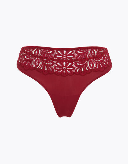 Brasiliano in pizzo elastico, bordeaux, , LOVABLE