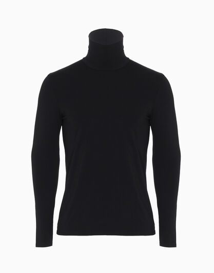 Maglia manica lunga, collo alto, nero, in cotone modal , , LOVABLE