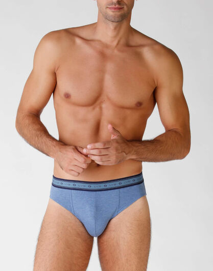 Slip bipack uomo in cotone biologico, blu melange, , LOVABLE