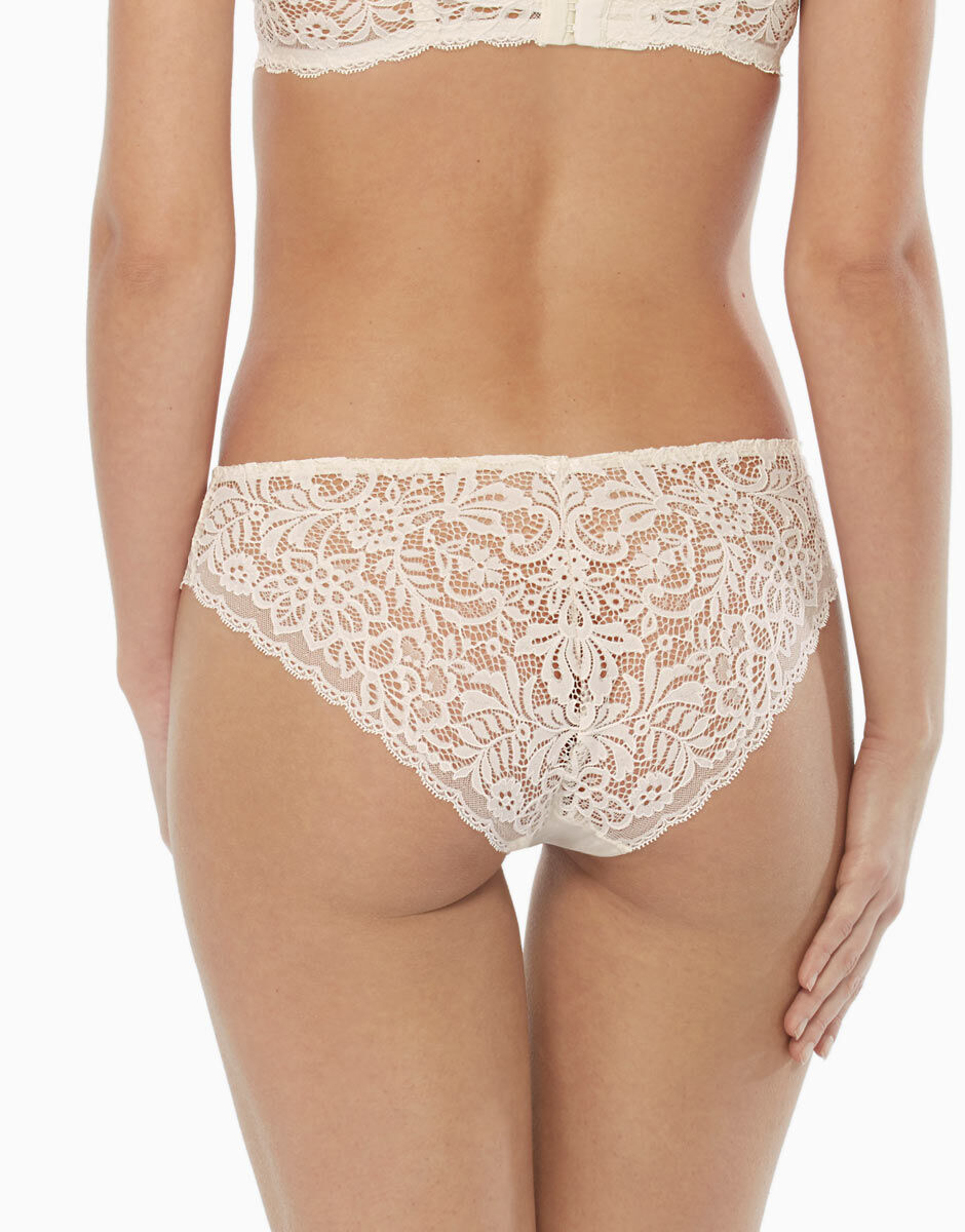 Slip midi avorio in pizzo e microfibra