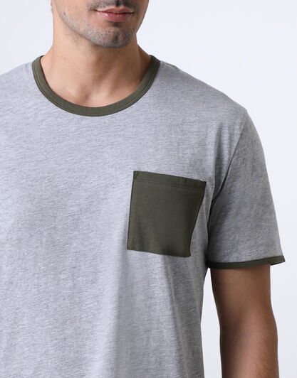 Pigiama Corto Girocollo in Jersey, grigio melange,  Pigiama Corto Girocollo in Jersey, grigio melange, , LOVABLE