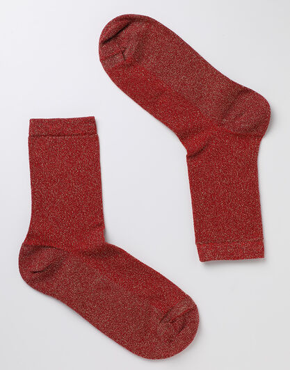 Calzini Corti Rib Lurex, bordeaux, , LOVABLE
