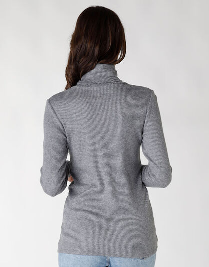 Maglia donna a maniche lunghe e collo alto Basic Warm, grigio melange, , LOVABLE