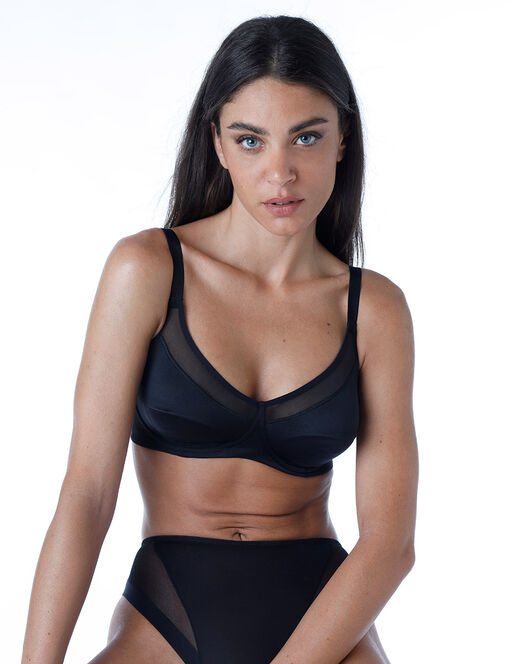 Reggiseno con ferretto senza imbottitura Shaping New Fit in microfibra, nero