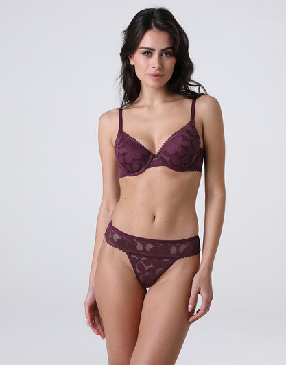 Perizoma Art Flower Lace in pizzo, vinaccia, , LOVABLE