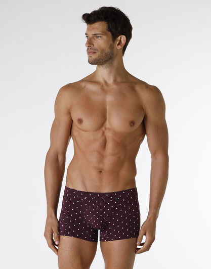 Boxer Classic Cotton Modal, bordeaux con stampa geometrica, , LOVABLE
