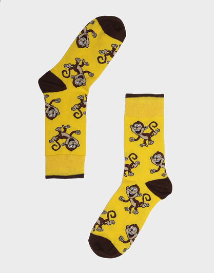 Calzini corti Crazy Socks, stampa scimmiette, , LOVABLE