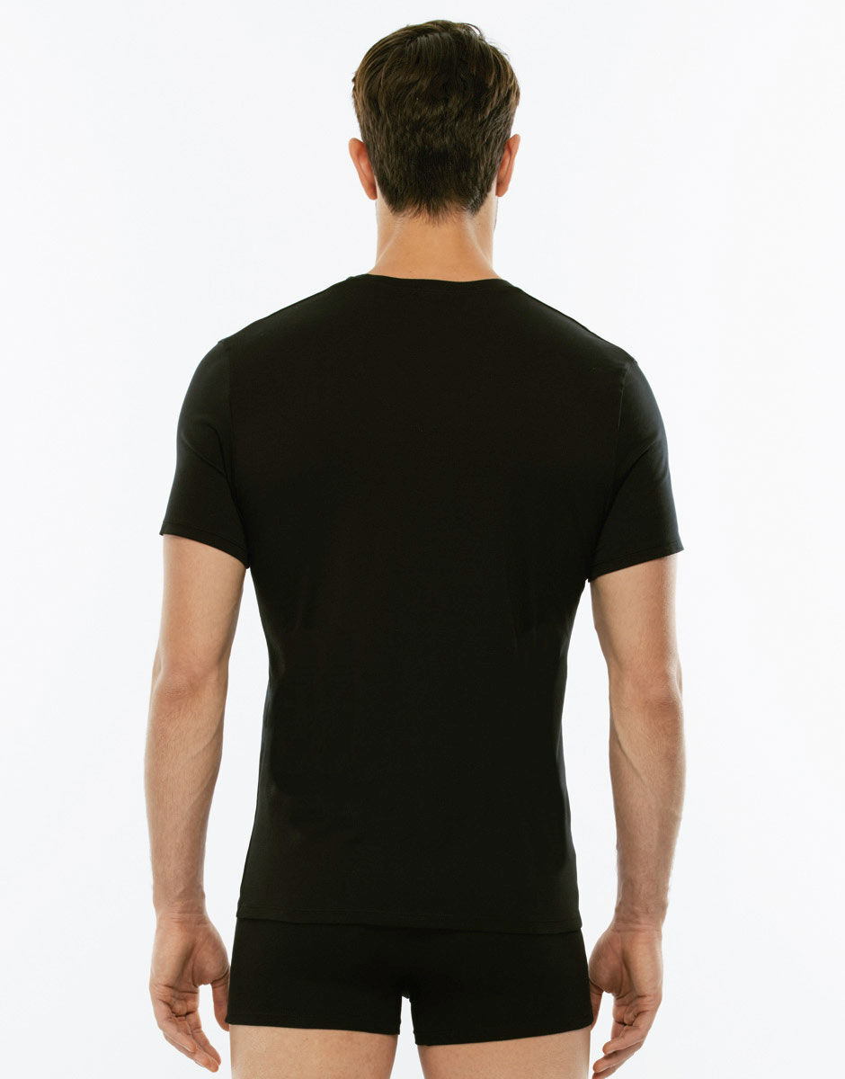 T Shirt uomo con scollo a V profondo Supima Premium Cotton nero