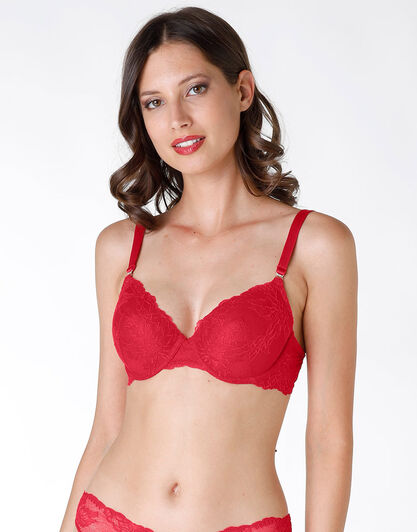 La senza – Reggiseno con ferretto leggermente imbottito in pizzo e tulle, rosso, , LOVABLE