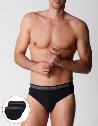 Slip bipack uomo in cotone biologico, nero, , LOVABLE