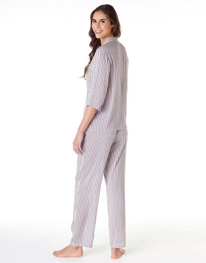 Pigiama lungo donna maniche 3/4 , a righe, , LOVABLE