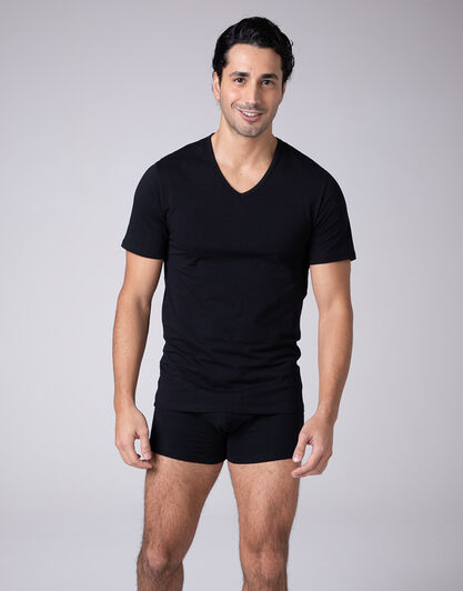 T-shirt scollo a V Cool Sensation in Stretch Cotton, nero, , LOVABLE
