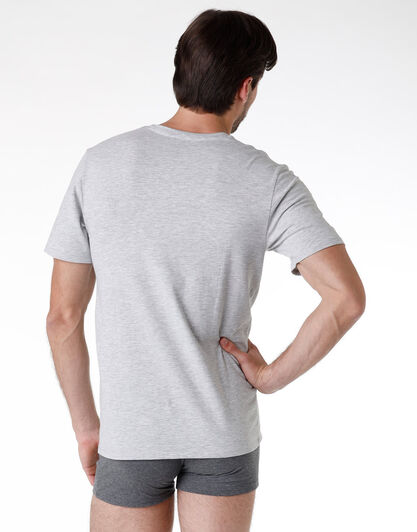 T-shirt girocollo uomo bipack in cotone biologico, grigio mélange, , LOVABLE