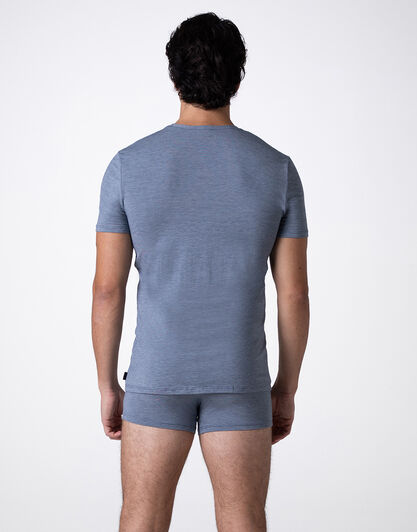 T-Shirt Scollo a V Micromodal Fil a Fil, azzurro jacquard, , LOVABLE