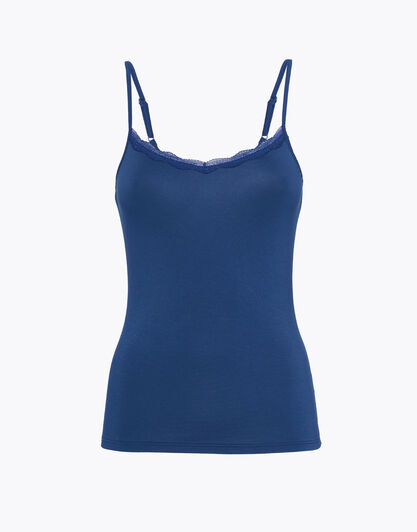 Top donna Basic Soul in viscosa con balza in pizzo, ottanio, , LOVABLE