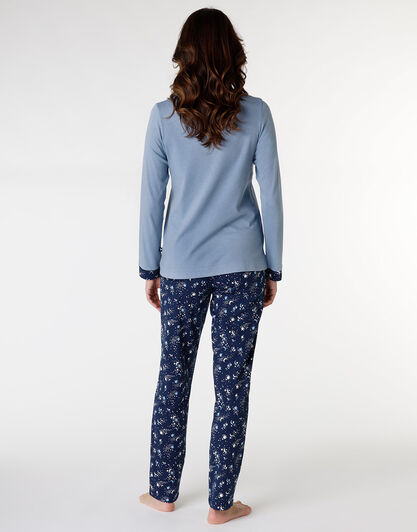 Pigiama in interlock di cotone, azzurro polvere scuro, , LOVABLE