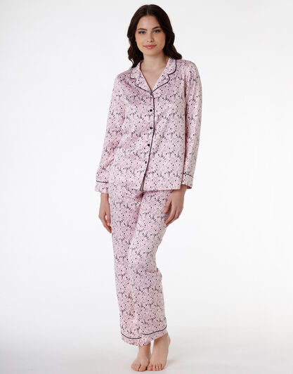 Pigiama donna lungo in satin, rosa, , LOVABLE