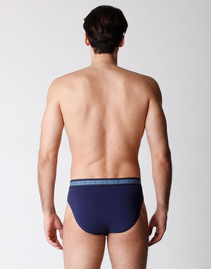 Slip bipack uomo in cotone biologico, blu melange, , LOVABLE