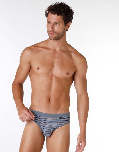 Slip uomo in cotone modal, antracite multirighe, , LOVABLE