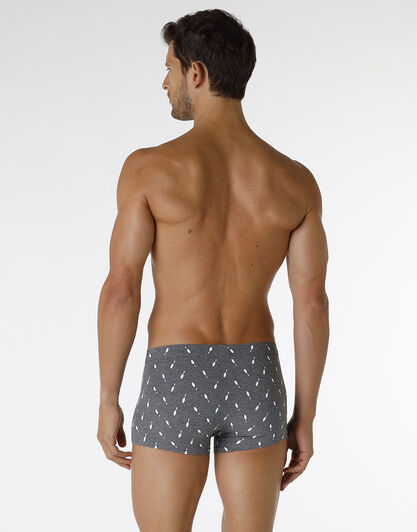 Boxer Printed Stretch Cotton in cotone elasticizzato, grigio melange stampato, , LOVABLE