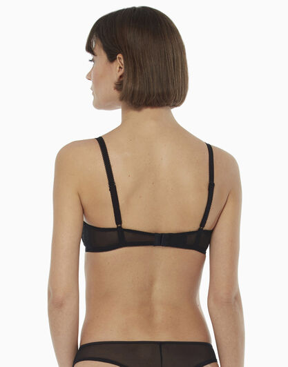 Reggiseno push up in raso, pizzo e tulle, nero, , LOVABLE