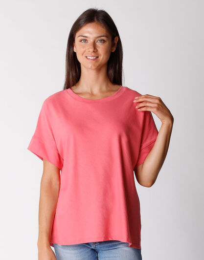T-shirt manica 3/4 in cotone organico, corallo, , LOVABLE