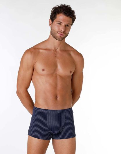 Boxer uomo in cotone modal, stampa gessata blu navy, , LOVABLE