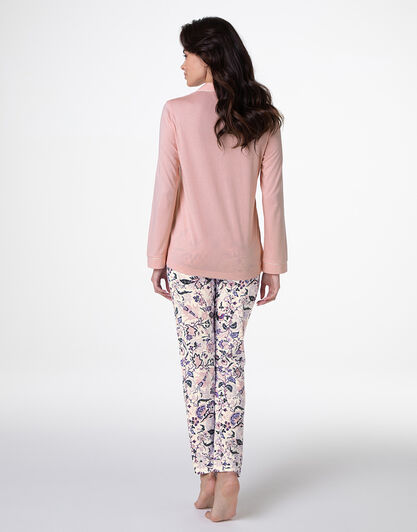 Pigiama Lungo aperto in Cotone Modal, rosa vintage, , LOVABLE