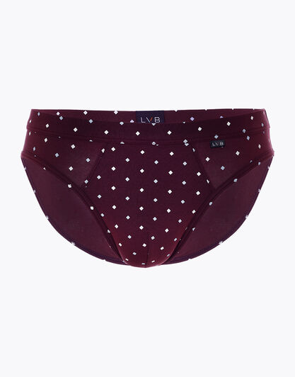 Slip Classic Cotton Modal, bordeaux con stampa geometrica, , LOVABLE