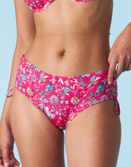 Costume slip alto con coulisse Essential Micro in microfibra, magenta stampato, , LOVABLE