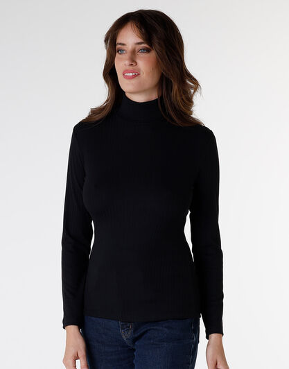 Maglia donna a maniche lunghe e collo lupetto, nero, , LOVABLE