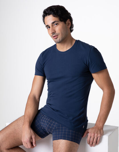 T-Shirt Girocollo Casual Stretch Cotton, blu navy, , LOVABLE