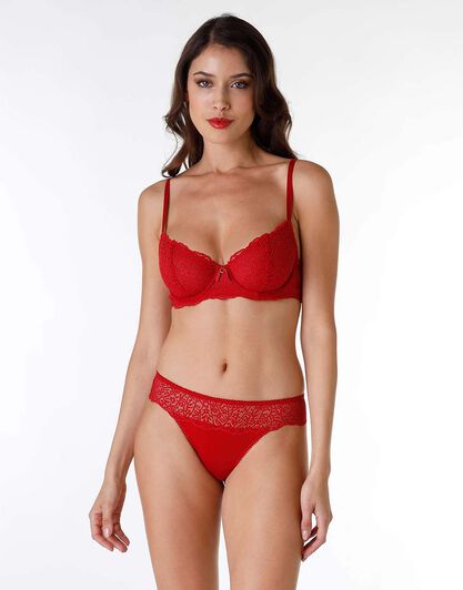 Brasiliano Exquisite Lace in pizzo e microfibra, rosso, , LOVABLE