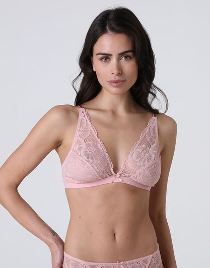 Reggiseno Vela senza Ferretto Flowery Lace in pizzo, rosa vintage, , LOVABLE