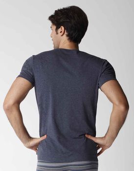T-shirt uomo a manica corta in cotone stretch, blu navy, , LOVABLE