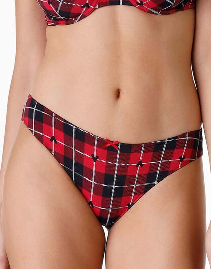 Brasiliano Printed Micro in microfibra, tartan rosso, , LOVABLE