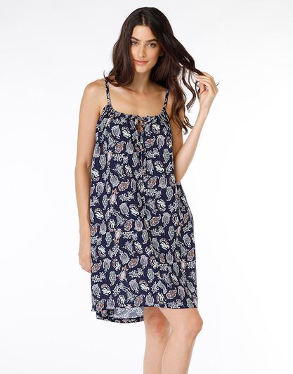 Abitino in viscosa, stampa blu, , LOVABLE