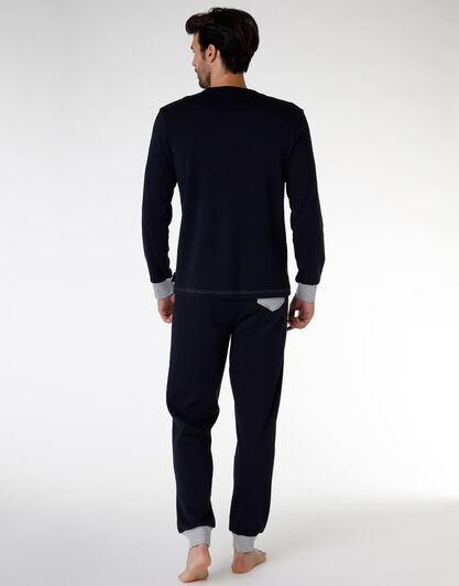 Pigiama lungo uomo in cotone interlock, stampa biciclette, , LOVABLE