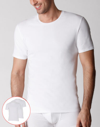 T-shirt girocollo uomo bipack in cotone biologico, bianco, , LOVABLE