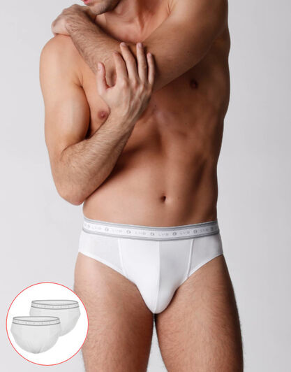 Slip bipack uomo in cotone biologico, bianco, , LOVABLE