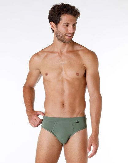 Slip uomo in cotone elasticizzato, verde fango, , LOVABLE